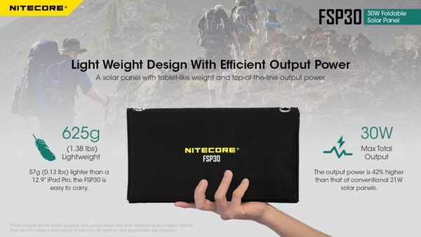 ⁦פאנל סולארי מתקפל נייד 30W וואט  NITECORE FSP30⁩ – תמונה ⁦4⁩